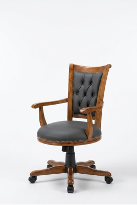 Sedia direzionale moderna, sedia girevole con struttura in legno, design classico.