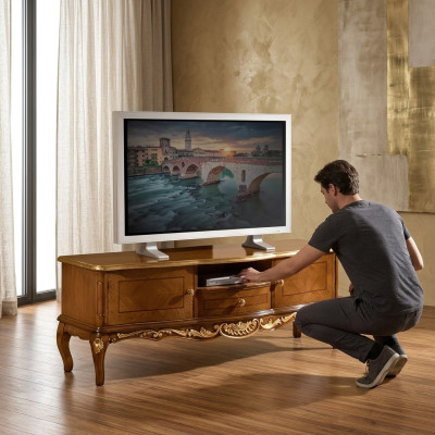 Esclusivo mobile da TV in legno, classico armadio, credenza, mobile basso.