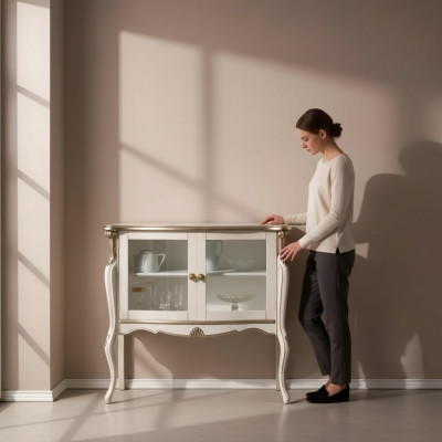Vetrina di lusso classica in legno per soggiorno Design del mobile da esposizione.