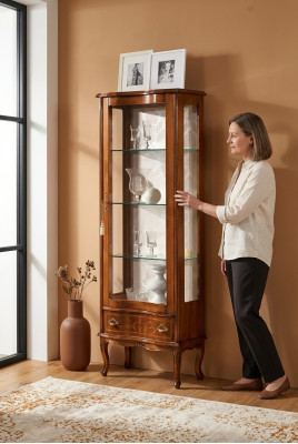 Legno Classico Vetrina Armadi in Legno Design Soggiorno Vetro