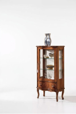 Vetrina classica in legno e vetro, mobile da soggiorno di lusso, vetrina in vetro da designer.