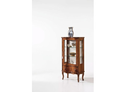 Vetrina classica in legno e vetro, mobile da soggiorno di lusso, vetrina in vetro da designer.
