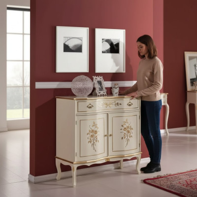 Lussuoso mobile in noce con lampada e cassetti, nuovo armadio in legno.