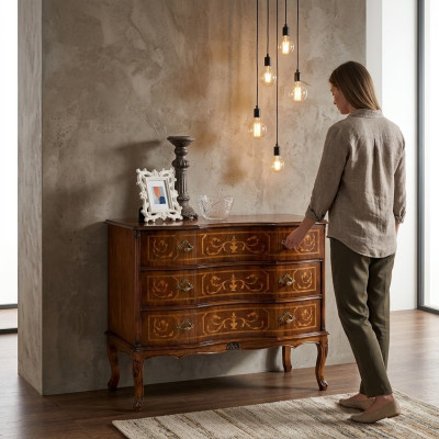 Classica cassettiera 3 cassetti in legno massello design mobili soggiorno