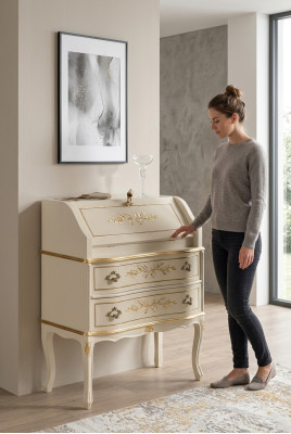 Classico elegante lussuoso nuovo comò in legno bianco ordinabile