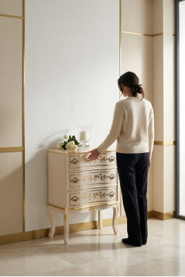 Classica cassettiera bianca in legno mobile da salotto armadio guardaroba nuovo