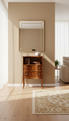 Classico comò marrone 2 cassetti Mobili di lusso in legno per il soggiorno Nuovo.