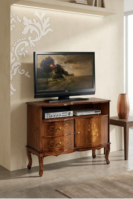 Mobile porta TV classico, credenza di lusso con cassetti, mobili da soggiorno in legno.