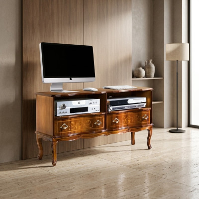 Mobile porta TV basso classico, mobile TV, cassettiera, design in legno, nuovo.