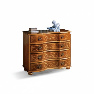 Classico armadietto in legno marrone con cassetti, design per il soggiorno.