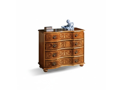 Classico armadietto in legno marrone con cassetti, design per il soggiorno.