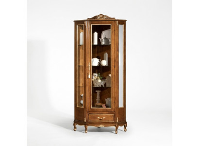 Vetrina di lusso di alta qualità in legno marrone. Mobili classici.