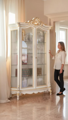 Classica qualità vetrina bianca mobili di lusso nuovi nel soggiorno scaffale