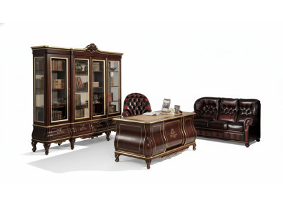 Classico arredamento per ufficio Scrivania Scaffale Libreria 4 pezzi Mobili in legno