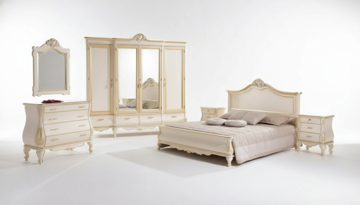 Set camera da letto Letto 2 comodini Armadio Guardaroba Comò Specchio