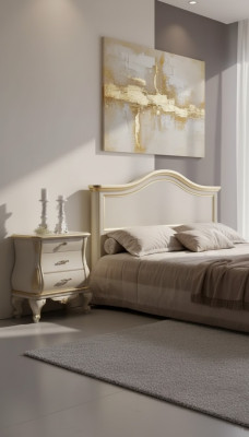 Comodino moderno in legno bianco nel classico stile di arredamento della camera da letto.