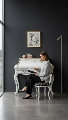 Tavolino trucco bianco, lussuoso comò da console in legno, design classico.
