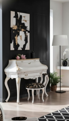 Tavolino trucco bianco, lussuoso comò da console in legno, design classico.