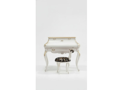 Tavolino trucco bianco, lussuoso comò da console in legno, design classico.