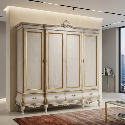 Armadio bianco di lusso in legno massello Mobili armadi Camera da letto Armadietto