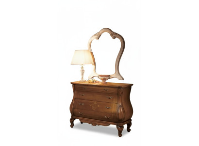 Comò per camera da letto con specchio, set di mobili classici di lusso in legno, 2 pezzi.