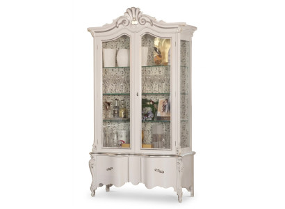 Vetrina in legno bianco di lusso con design classico dell'armadio Vetrina