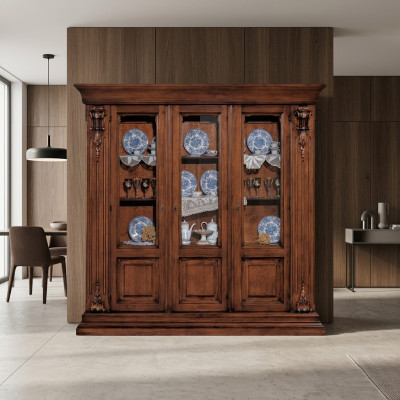 Vetrina in vetro Armadio in legno Mobile da toletta classico Mobili Scaffali Armadio in legno massiccio