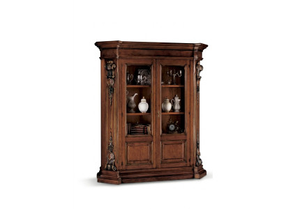 Libreria in legno massello marrone, mobile per soggiorno, armadio di lusso marrone.
