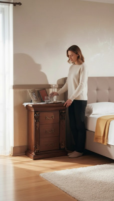 Tavolini da comodino di design di lusso in legno per la camera da letto.