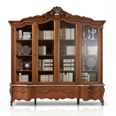 Classico mobile libreria di lusso in legno massello Vetrina Scaffale Armadio