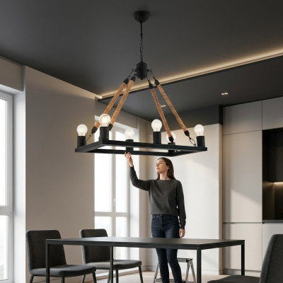 Plafoniera Lustro Lampadario Lampada da soffitto Lampada Nera Moderna