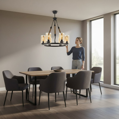 Lampada Lampadario a soffitto Lampadario Lampadario Candelabro vetro Nero Nuovo
