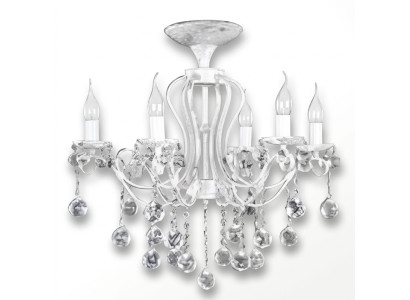 Lampadario a soffitto in cristallo con candelabro.