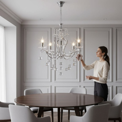 Lustro di lusso lampadario lampadario lampada a soffitto argento cristallo