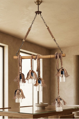 Lampadario Plafoniera Lampadario Lampadario a Goccia Lampada da Soffitto Bambù Vetro Marrone