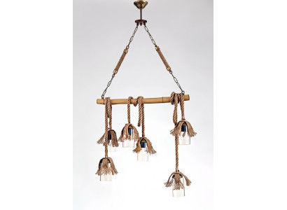 Lampadario Plafoniera Lampadario Lampadario a Goccia Lampada da Soffitto Bambù Vetro Marrone