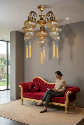 Lustro Lampadario a soffitto Lampadario Lampada a soffitto Lampadine Vetro Giallo Moderno