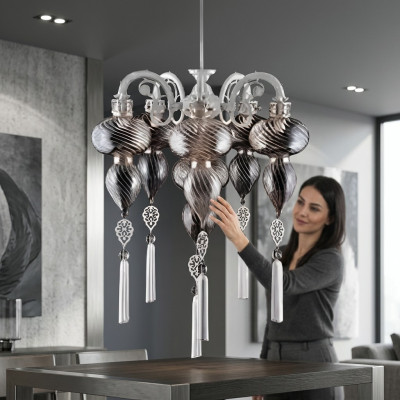 Lampadario di cristallo argentato nuovo