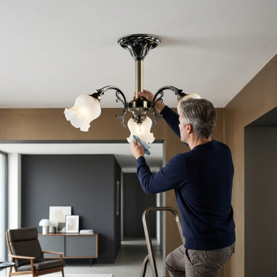 Plafoniera a mazzo di fiori a lume di candela lampadario lampada da soffitto lampada vetro grigio