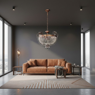 Lampadario di lusso in oro con cristalli a soffitto a cupola lustroso lampadario a sospensione lampada a soffitto rotonda