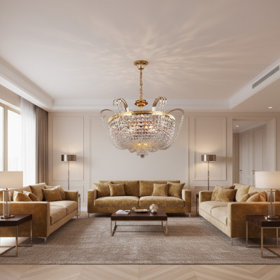 Lustro di lusso Lampadario a soffitto Lampadario Lampada da soffitto in oro Cristallo lampada