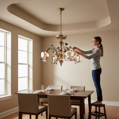 Lampadario a soffitto con fiori, lampadario, lampadario, lampadario a soffitto, lampada, vetro, marrone