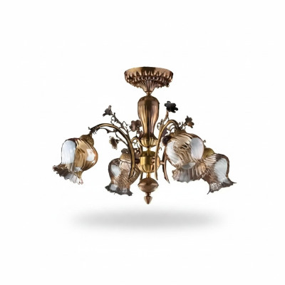 Lampadario a soffitto con fiori, lampadario, lampadario, lampadario a soffitto, lampada, vetro, marrone