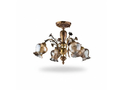 Lampadario a soffitto con fiori, lampadario, lampadario, lampadario a soffitto, lampada, vetro, marrone