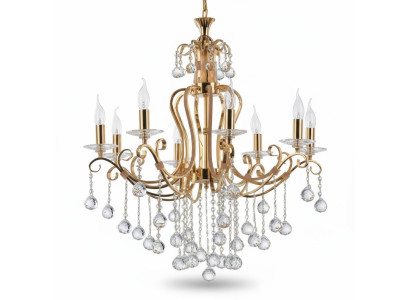 Lampadario di lusso in cristallo dorato per soffitto.