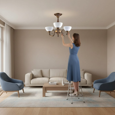 Lampadario lampada a soffitto lustra lampadario antico lampada vetro oro