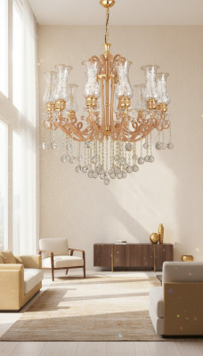 Lampadario di lusso a soffitto, lampadario, lampadario, lampada a soffitto in cristallo, oro