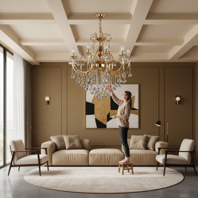 Lampadario di lusso lampada lampadario lampadario lampadario lampada a soffitto cristallo oro