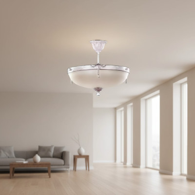 Lampadario a soffitto moderno in vetro bianco con paralume a candeliere