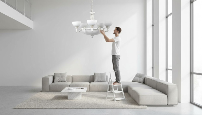 Lampadario Luster Lampadario Lampada da soffitto in vetro bianco 70x77cm